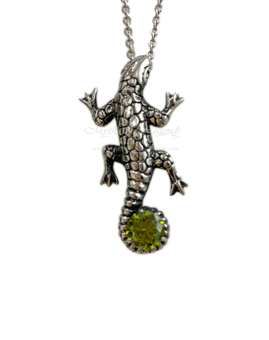 Lizard with Green Crystal (Stainless Steel Jewellery)