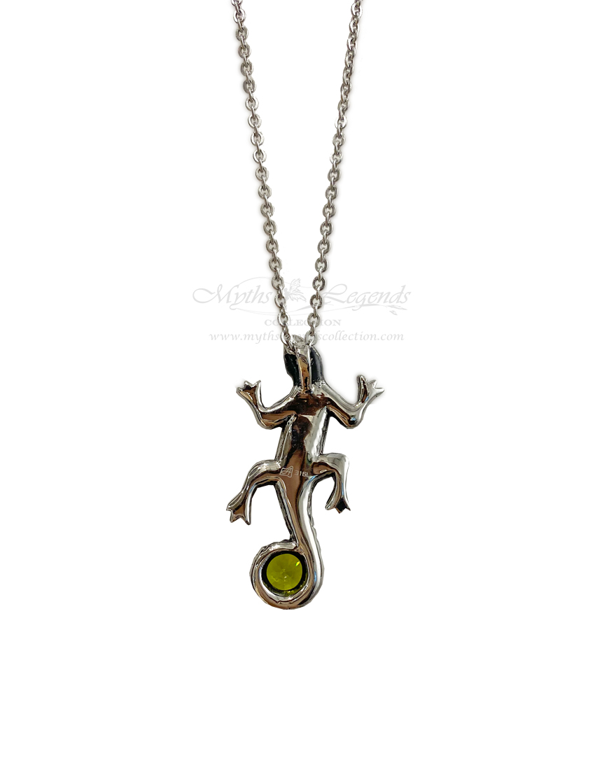 Lizard with Green Crystal (Stainless Steel Jewellery)